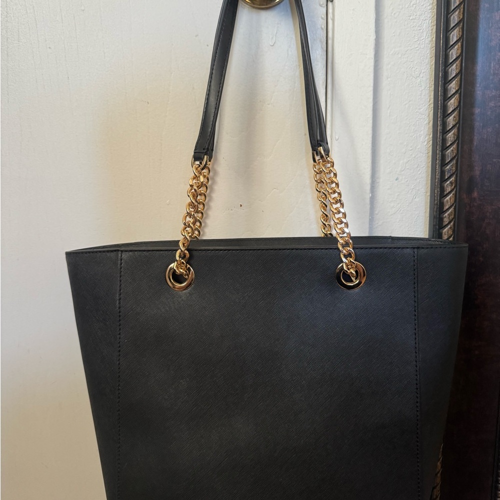 Michael Kors Black Tote with Gold Chain - Picture 2 of 9
